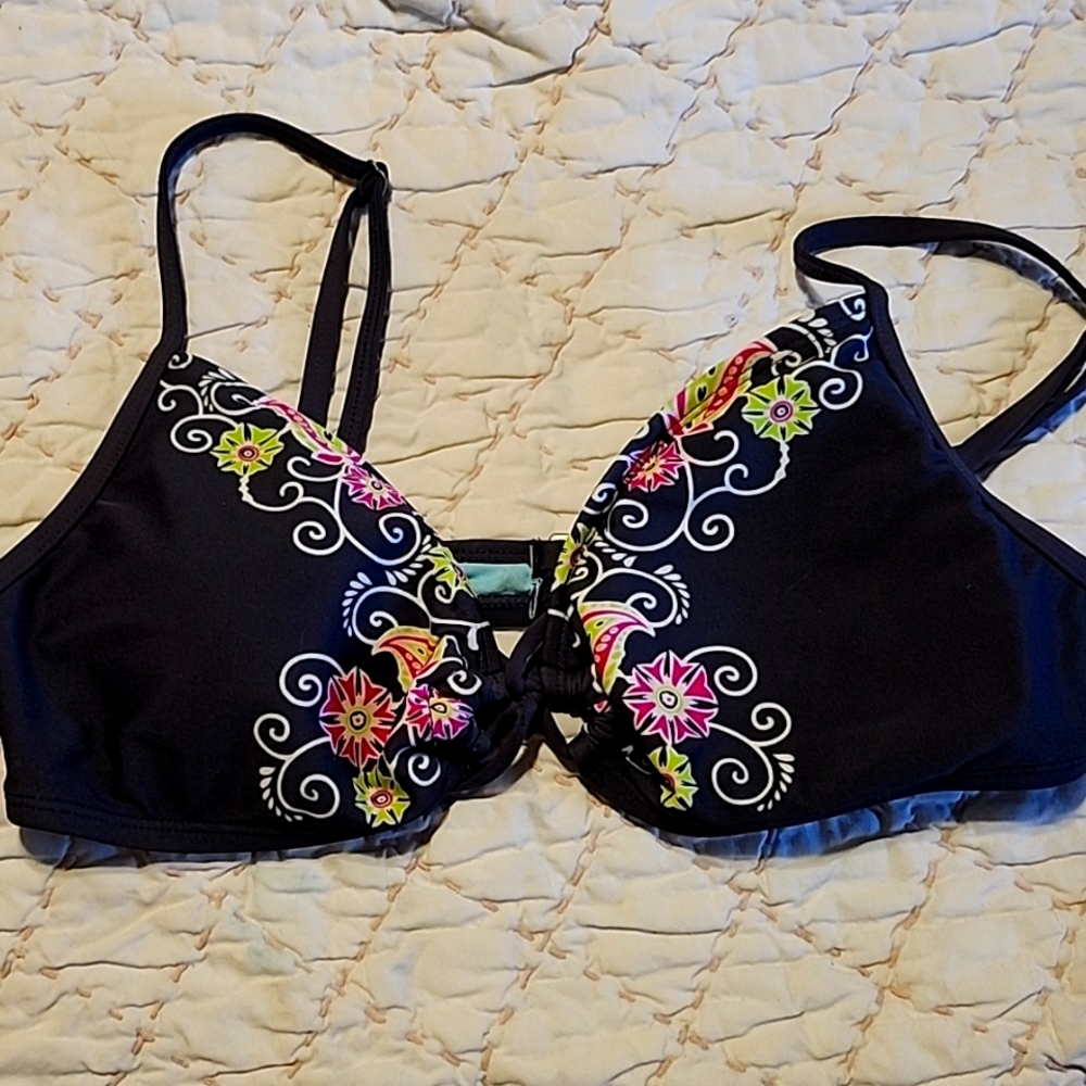Athleta Grey with pink dolphin bikini top - M